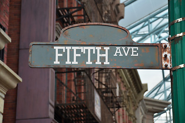 Image showing Image of a street sign for Fifth avenue, New York