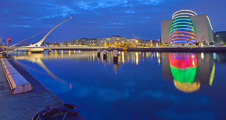 Image showing The Samuel Beckett Bridge on the River Liffey