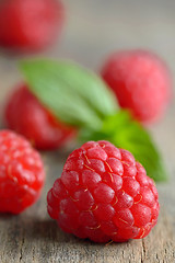 Image showing Wild raspberry in ceramic bowl