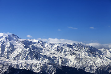 Image showing View on snowy mountains at nice sunny day