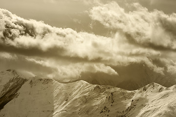 Image showing Evening mountains and cloudy sky