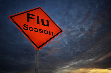 Image showing Flu season warning road sign