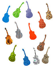 Image showing many colored guitars isolated