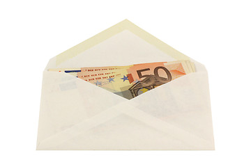 Image showing Envelope with 50 euro notes