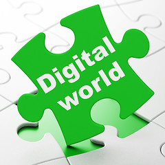 Image showing Information concept: Digital World on puzzle background