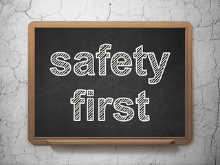 Image showing Privacy concept: Safety First on chalkboard background