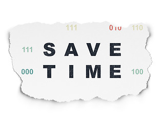 Image showing Time concept: Save Time on Torn Paper background