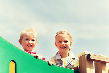 Image showing happy little girls on children playground