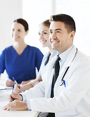 Image showing group of doctors on presentation at hospital