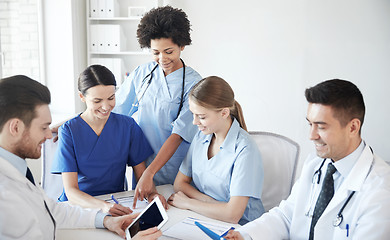 Image showing group of happy doctors meeting at hospital office