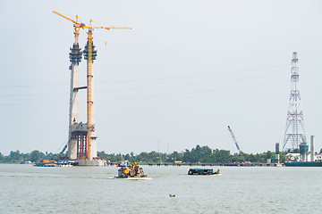 Image showing Bridge construction at The Mekong Delta