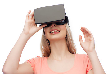 Image showing woman in virtual reality headset or 3d glasses