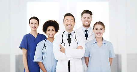 Image showing group of happy doctors at hospital