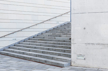 Image showing close up of urban city stairs with railing