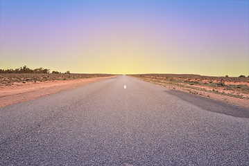 Image showing driving into the sunset