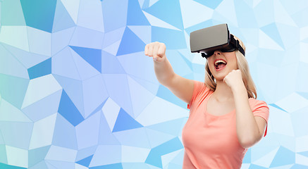 Image showing woman in virtual reality headset or 3d glasses