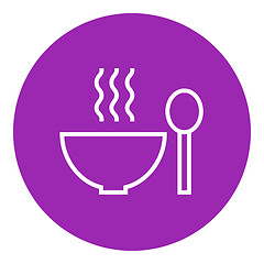 Image showing Bowl of hot soup with spoon line icon.