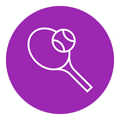 Image showing Tennis racket and ball line icon.