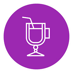 Image showing Glass with drinking straw line icon.