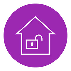 Image showing House with open lock line icon.