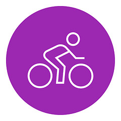 Image showing Man riding  bike line icon.