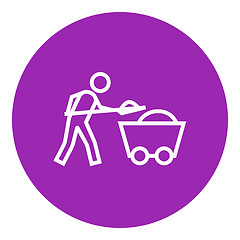 Image showing Mining worker with trolley line icon.