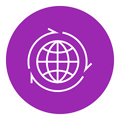 Image showing Globe with arrows line icon.
