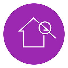 Image showing House and magnifying glass line icon.