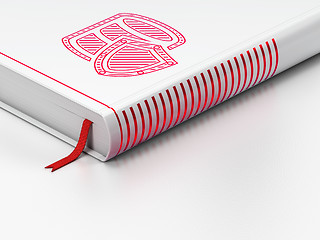 Image showing Programming concept: closed book, Database With Shield on white background