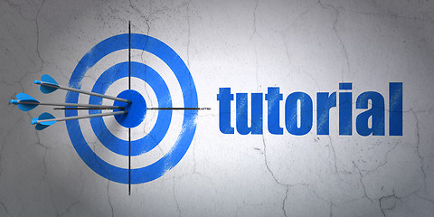 Image showing Learning concept: target and Tutorial on wall background