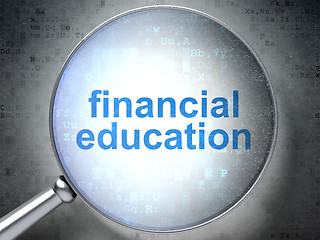 Image showing Education concept: Financial Education with optical glass