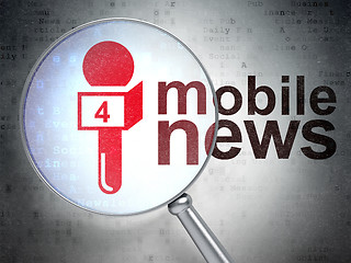 Image showing News concept: Microphone and Mobile News with optical glass