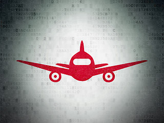 Image showing Vacation concept: Aircraft on Digital Data Paper background