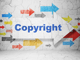 Image showing Law concept: arrow with Copyright on grunge wall background