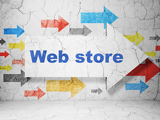 Image showing Web design concept: arrow with Web Store on grunge wall background