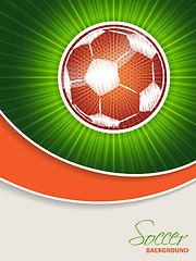 Image showing Abstract soccer brochure with orange ball