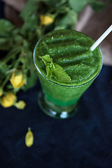 Image showing Healthy organic green smoothie