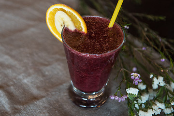 Image showing smoothie from blueberry banana and orange juice