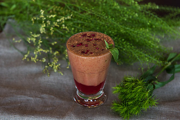 Image showing raspberry smoothie with basil