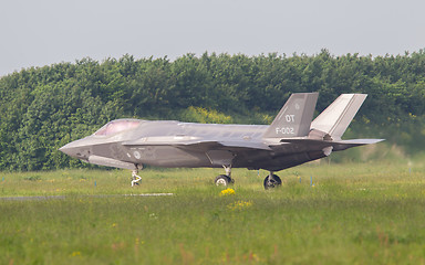 Image showing LEEUWARDEN, THE NETHERLANDS -MAY 26: F-35 fighter during it\'s fi