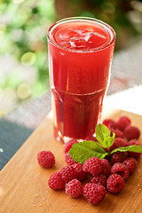 Image showing fruit drink with raspberries