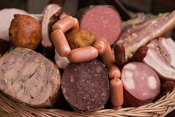 Image showing Variety of sausage products