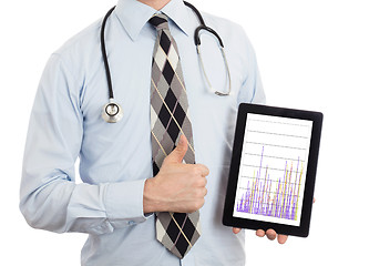 Image showing Doctor holding tablet - Graph