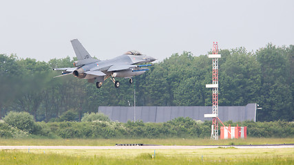 Image showing LEEUWARDEN, THE NETHERLANDS -MAY 26: F-16 fighter during a compa