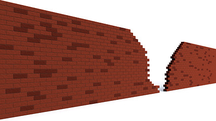 Image showing hole in a red brick wall breaking