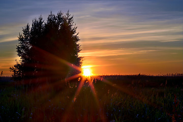Image showing Sunset Sunbeams