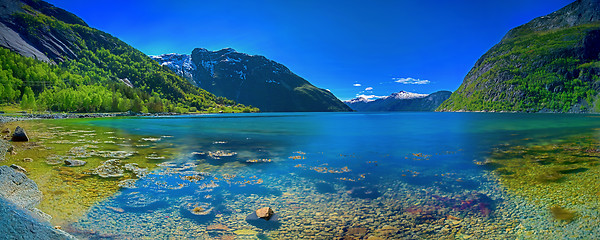 Image showing Panorama of a Norwegian fjord