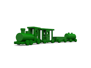 Image showing Green wooden toy train