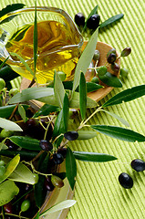 Image showing Olive Oil and Olives