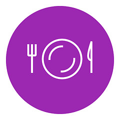 Image showing Plate with cutlery line icon.